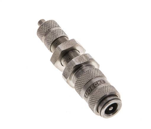 Stainless steel DN 2.7 (Micro) Air Coupling Socket 3x4.3 mm Union Nut Bulkhead Double Shut-Off