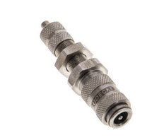Stainless steel DN 2.7 (Micro) Air Coupling Socket 3x4.3 mm Union Nut Bulkhead Double Shut-Off