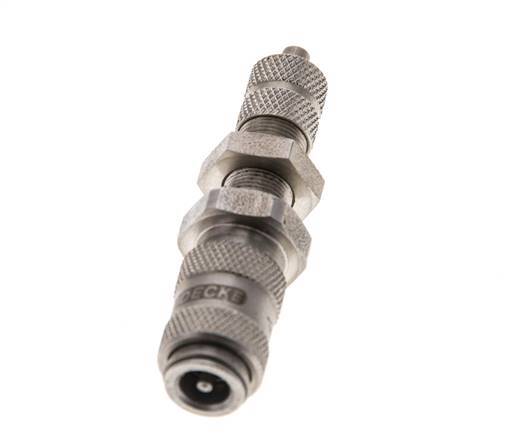 Stainless steel DN 2.7 (Micro) Air Coupling Socket 3x4.3 mm Union Nut Bulkhead Double Shut-Off