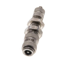 Stainless steel DN 2.7 (Micro) Air Coupling Socket 3x4.3 mm Union Nut Bulkhead Double Shut-Off