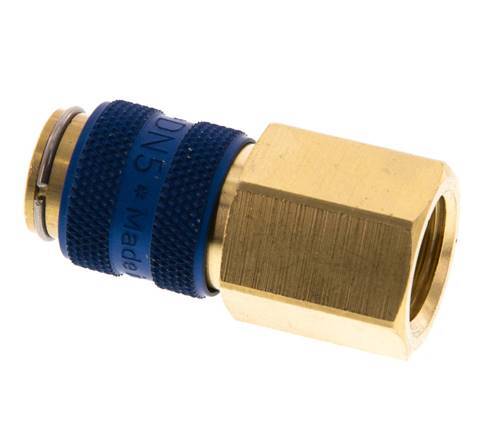 Brass DN 5 Blue Air Coupling Socket G 1/4 inch Female