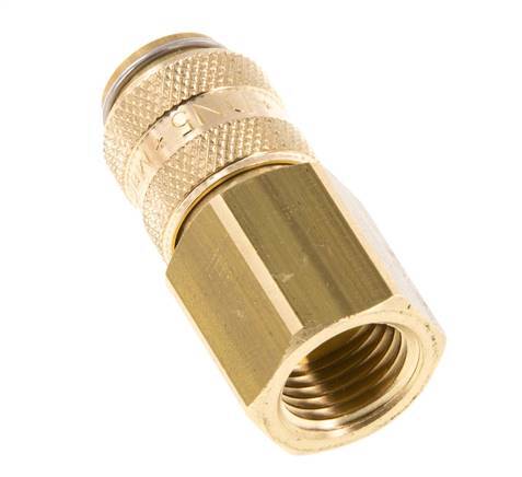 Brass DN 5 Air Coupling Socket G 1/4 inch Female Double Shut-Off