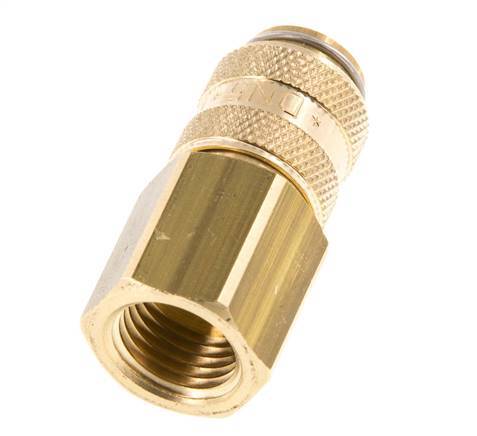Brass DN 5 Air Coupling Socket G 1/4 inch Female Double Shut-Off