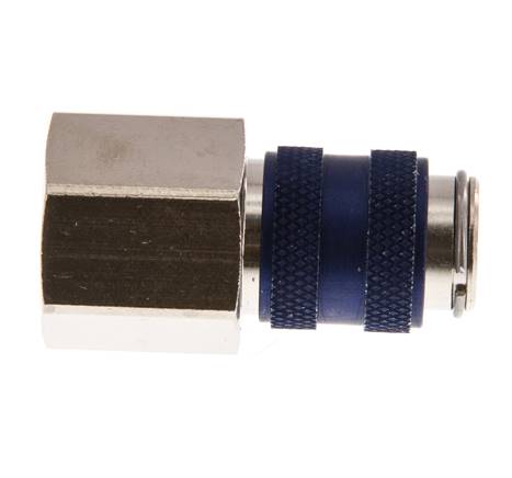 Nickel-plated Brass DN 5 Blue Air Coupling Socket G 3/8 inch Female Double Shut-Off