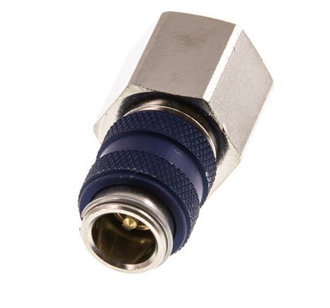 Nickel-plated Brass DN 5 Blue Air Coupling Socket G 3/8 inch Female Double Shut-Off
