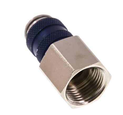 Nickel-plated Brass DN 5 Blue Air Coupling Socket G 3/8 inch Female Double Shut-Off
