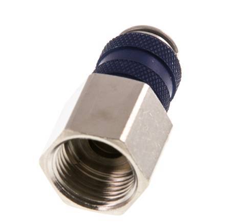 Nickel-plated Brass DN 5 Blue Air Coupling Socket G 3/8 inch Female Double Shut-Off