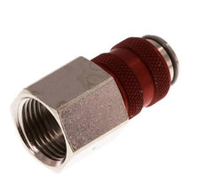 Nickel-plated Brass DN 5 Red Air Coupling Socket G 3/8 inch Female Double Shut-Off