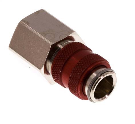 Nickel-plated Brass DN 5 Red Air Coupling Socket G 3/8 inch Female Double Shut-Off