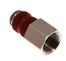 Nickel-plated Brass DN 5 Red Air Coupling Socket G 3/8 inch Female Double Shut-Off