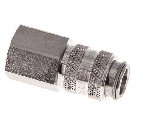 Stainless Steel 316L DN 5 Air Coupling Socket G 1/4 inch Female Double Shut-Off