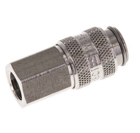 Stainless Steel 316L DN 5 Air Coupling Socket G 1/8 inch Female Double Shut-Off