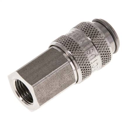 Stainless Steel 316L DN 5 Air Coupling Socket G 1/8 inch Female Double Shut-Off