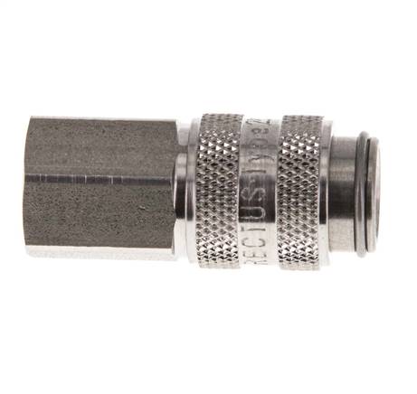 Stainless Steel 316L DN 5 Air Coupling Socket G 1/8 inch Female Double Shut-Off