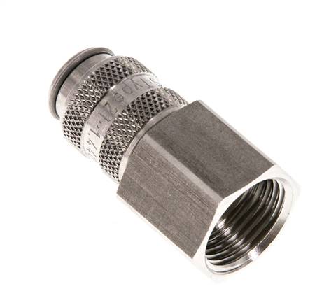 Stainless Steel 316L DN 5 Air Coupling Socket G 3/8 inch Female Double Shut-Off