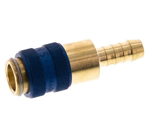 Brass DN 5 Blue Air Coupling Socket 6 mm Hose Pillar