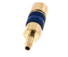 Brass DN 5 Blue-Coded Air Coupling Socket 6 mm Hose Pillar