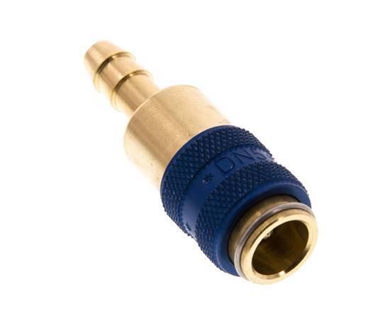 Brass DN 5 Blue Air Coupling Socket 6 mm Hose Pillar Double Shut-Off