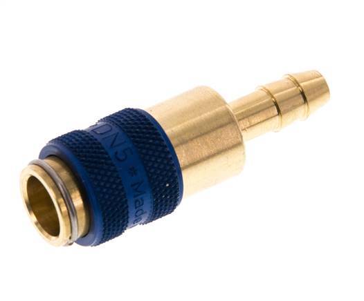 Brass DN 5 Blue Air Coupling Socket 6 mm Hose Pillar Double Shut-Off