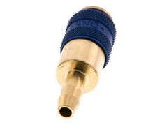 Brass DN 5 Blue Air Coupling Socket 6 mm Hose Pillar Double Shut-Off