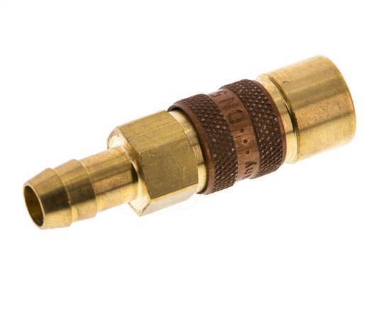 Brass DN 5 Brown-Coded Air Coupling Socket 9 mm Hose Pillar