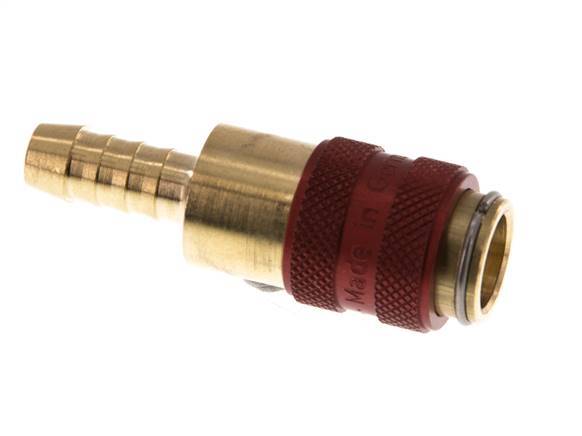 Brass DN 5 Red Air Coupling Socket 6 mm Hose Pillar