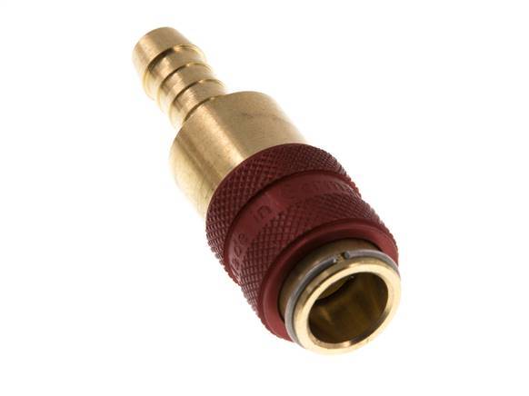 Brass DN 5 Red Air Coupling Socket 6 mm Hose Pillar