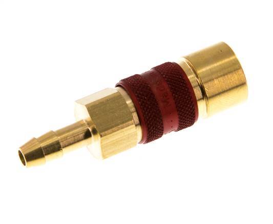 Brass DN 5 Red-Coded Air Coupling Socket 6 mm Hose Pillar