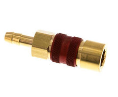 Brass DN 5 Red-Coded Air Coupling Socket 6 mm Hose Pillar