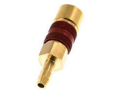 Brass DN 5 Red-Coded Air Coupling Socket 6 mm Hose Pillar