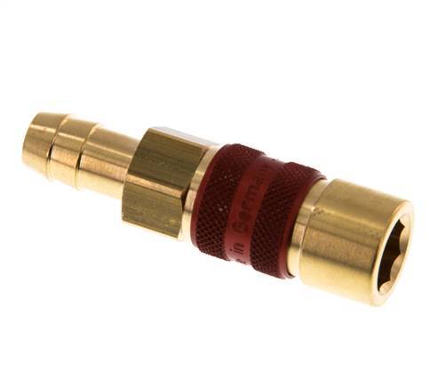 Brass DN 5 Red-Coded Air Coupling Socket 9 mm Hose Pillar