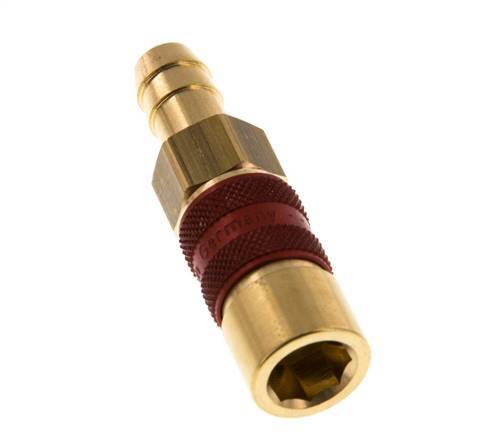 Brass DN 5 Red-Coded Air Coupling Socket 9 mm Hose Pillar