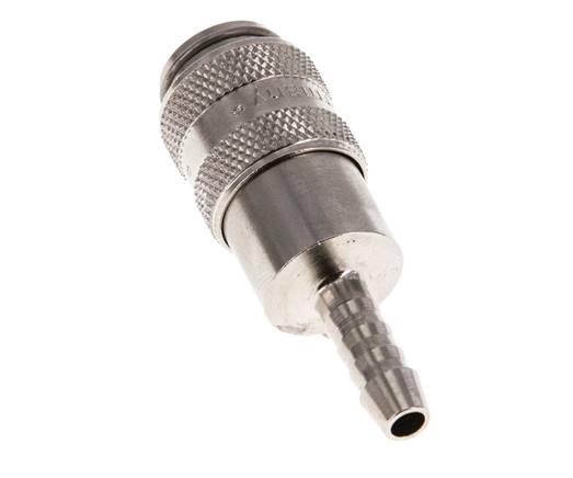 Nickel-plated Brass DN 5 Air Coupling Socket 6 mm Hose Pillar