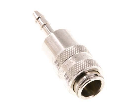 Nickel-plated Brass DN 5 Air Coupling Socket 4 mm Hose Pillar Double Shut-Off