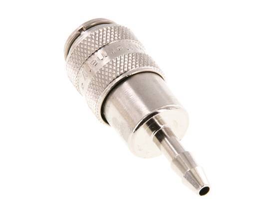 Nickel-plated Brass DN 5 Air Coupling Socket 4 mm Hose Pillar Double Shut-Off