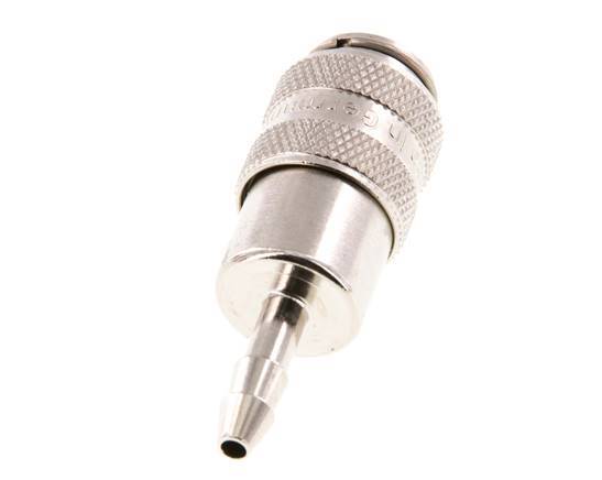 Nickel-plated Brass DN 5 Air Coupling Socket 4 mm Hose Pillar Double Shut-Off