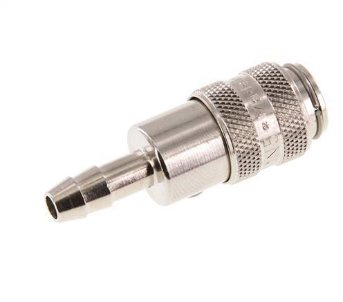 Nickel-plated Brass DN 5 Air Coupling Socket 6 mm Hose Pillar Double Shut-Off