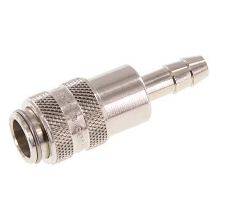 Nickel-plated Brass DN 5 Air Coupling Socket 6 mm Hose Pillar Double Shut-Off