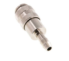 Nickel-plated Brass DN 5 Air Coupling Socket 6 mm Hose Pillar Double Shut-Off