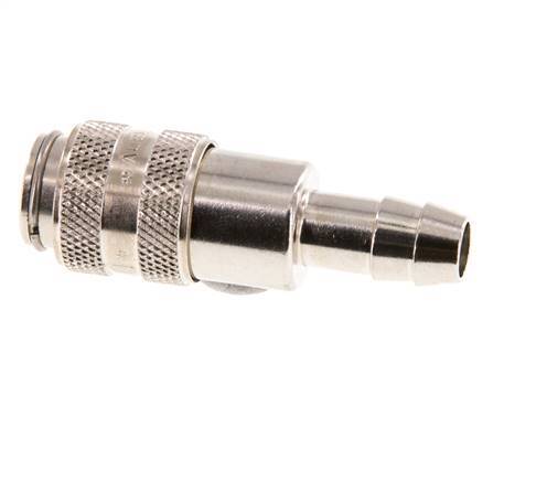 Nickel-plated Brass DN 5 Air Coupling Socket 8 mm Hose Pillar Double Shut-Off