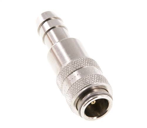 Nickel-plated Brass DN 5 Air Coupling Socket 9 mm Hose Pillar Double Shut-Off