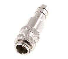 Nickel-plated Brass DN 5 Air Coupling Socket 9 mm Hose Pillar Double Shut-Off