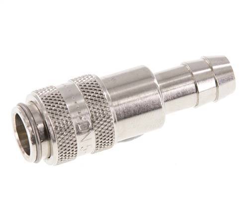 Nickel-plated Brass DN 5 Air Coupling Socket 9 mm Hose Pillar Double Shut-Off
