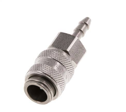 Stainless steel DN 5 Air Coupling Socket 4 mm Hose Pillar Double Shut-Off