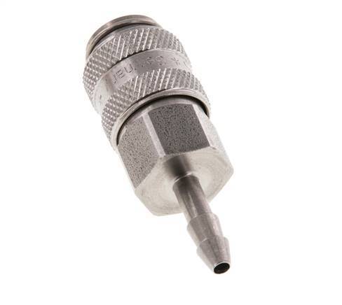 Stainless steel DN 5 Air Coupling Socket 4 mm Hose Pillar Double Shut-Off