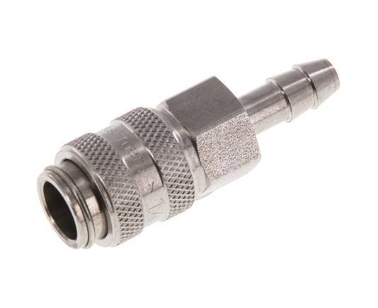 Stainless steel DN 5 Air Coupling Socket 6 mm Hose Pillar Double Shut-Off