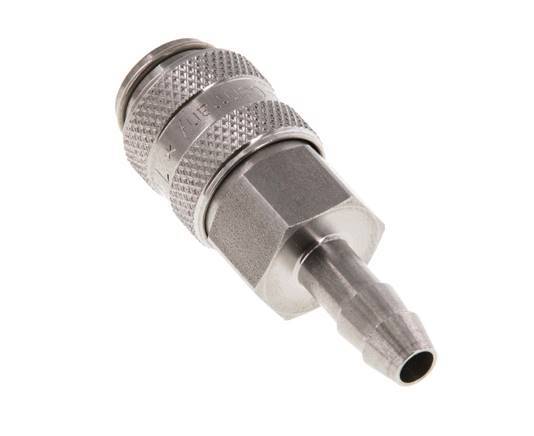 Stainless steel DN 5 Air Coupling Socket 6 mm Hose Pillar Double Shut-Off