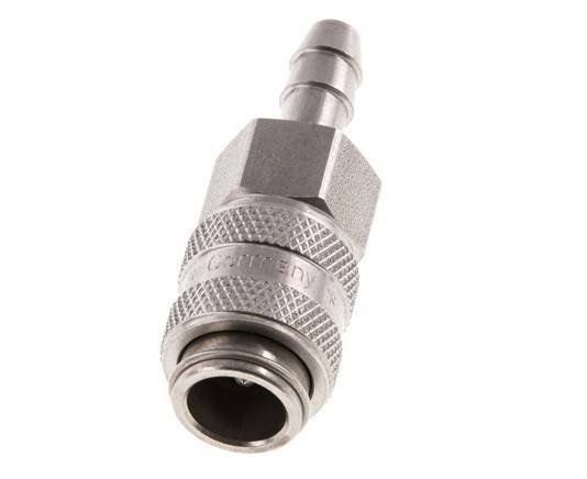 Stainless steel DN 5 Air Coupling Socket 6 mm Hose Pillar Double Shut-Off