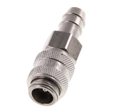 Stainless steel DN 5 Air Coupling Socket 9 mm Hose Pillar Double Shut-Off