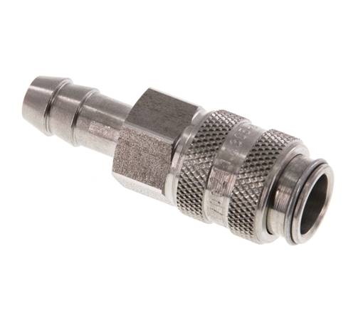 Stainless steel DN 5 Air Coupling Socket 8 mm Hose Pillar Double Shut-Off